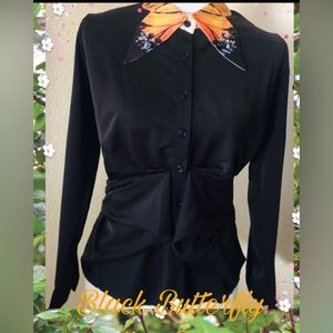 Black Butterfly Collar Blouse